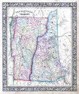 New Hampshire and Vermont, World Atlas 1864 Mitchells New General Atlas